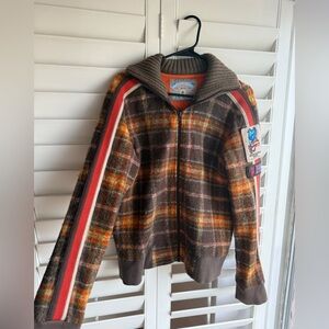 Miss Sixty Brown and Orange Plaid Y2k Wool jacket M/L